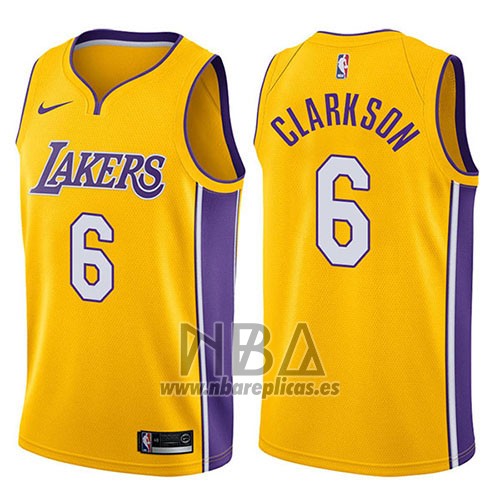 Camiseta Los Angeles Lakers Jordan Clarkson NO 6 Swingman Icon 2017-18 Oro